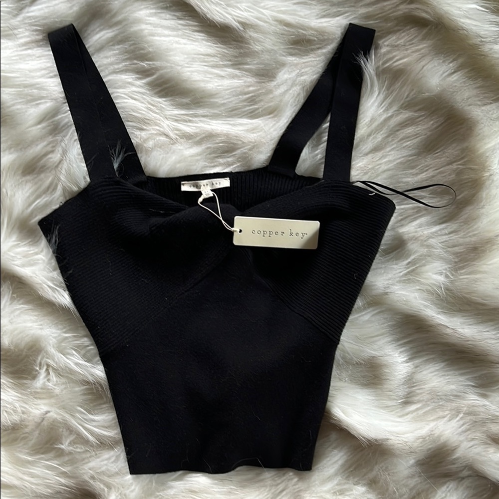 Copper Key Black Knit Top